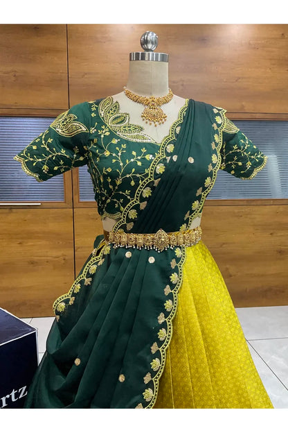 Beautiful South Indian Style Half Saree with Blouse and Dupatta for Women | Vaidehi