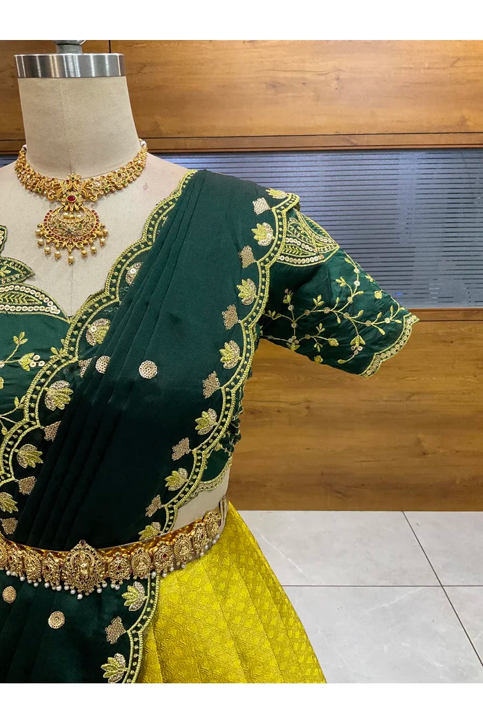 Beautiful South Indian Style Half Saree with Blouse and Dupatta for Women | Vaidehi
