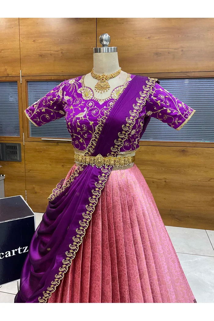 దక్షిణ భారత పండుగ సాంప్రదాయ హాఫ్ చీర (ఛవి) 