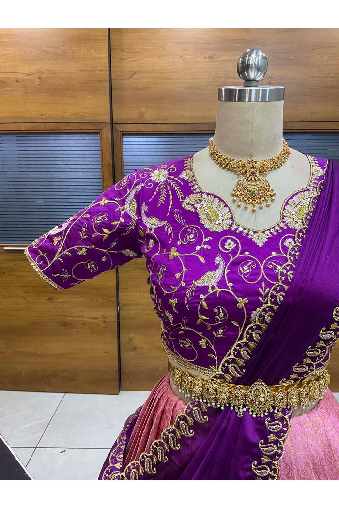 దక్షిణ భారత పండుగ సాంప్రదాయ హాఫ్ చీర (ఛవి) 