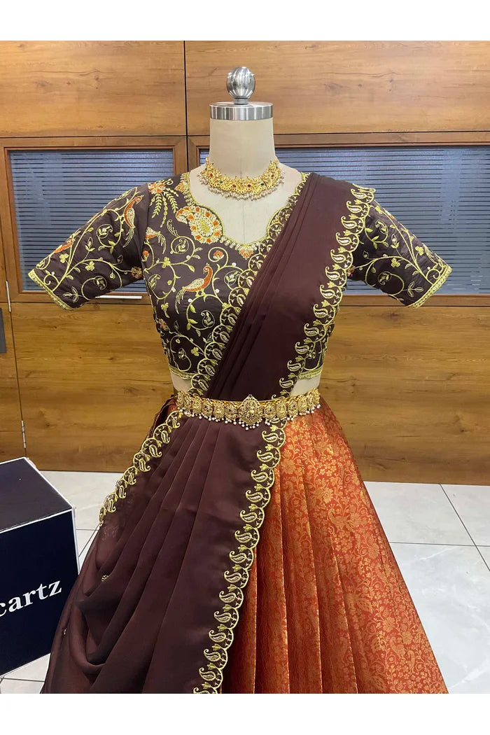దక్షిణ భారత పండుగ సాంప్రదాయ హాఫ్ చీర (ఛవి) 