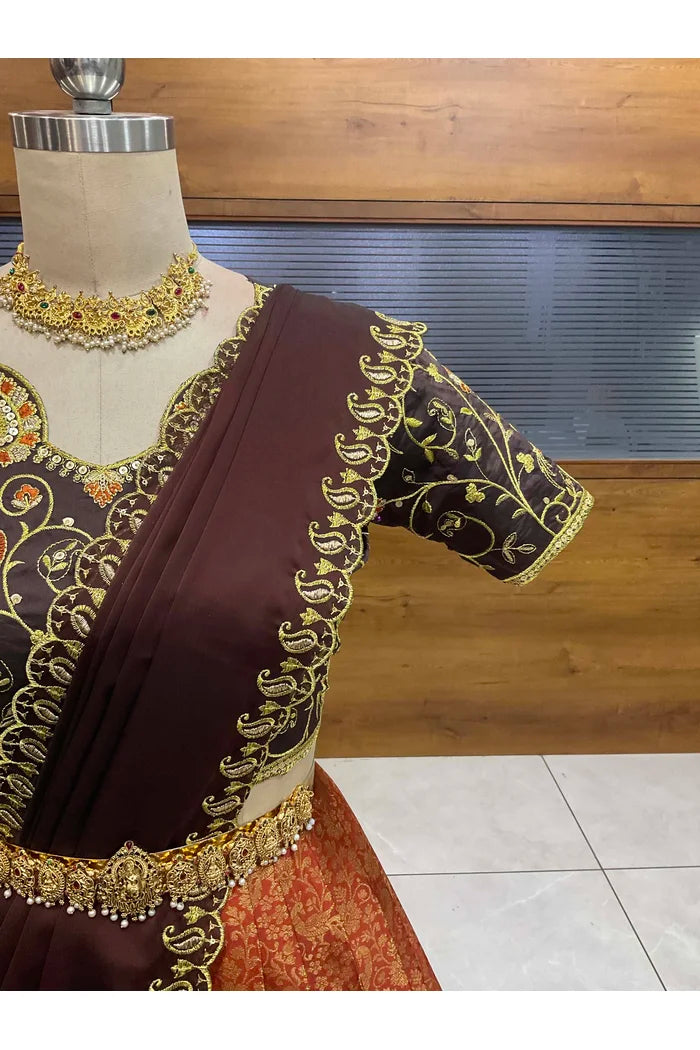 దక్షిణ భారత పండుగ సాంప్రదాయ హాఫ్ చీర (ఛవి) 