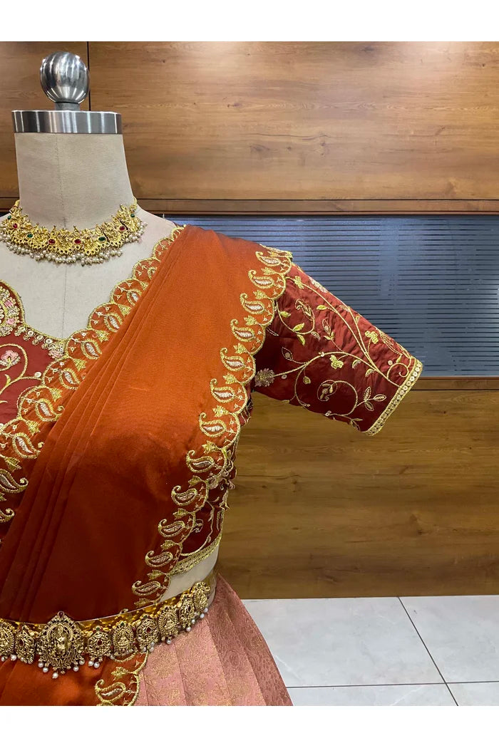 దక్షిణ భారత పండుగ సాంప్రదాయ హాఫ్ చీర (ఛవి) 
