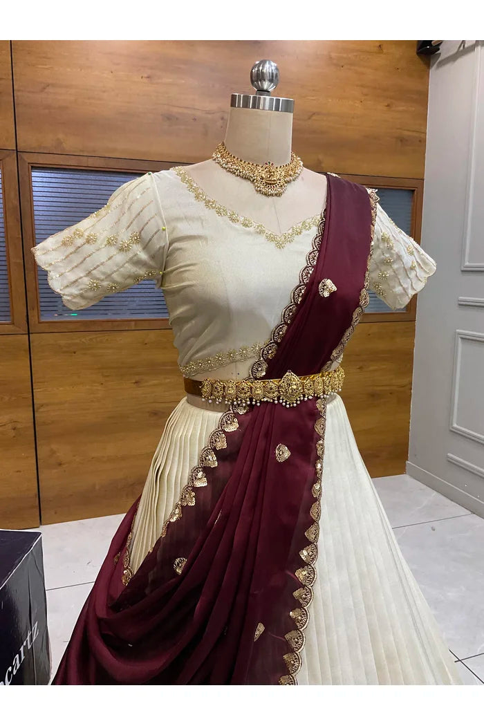 దక్షిణ భారత పండుగ సాంప్రదాయ హాఫ్ చీర (ఛవి) 