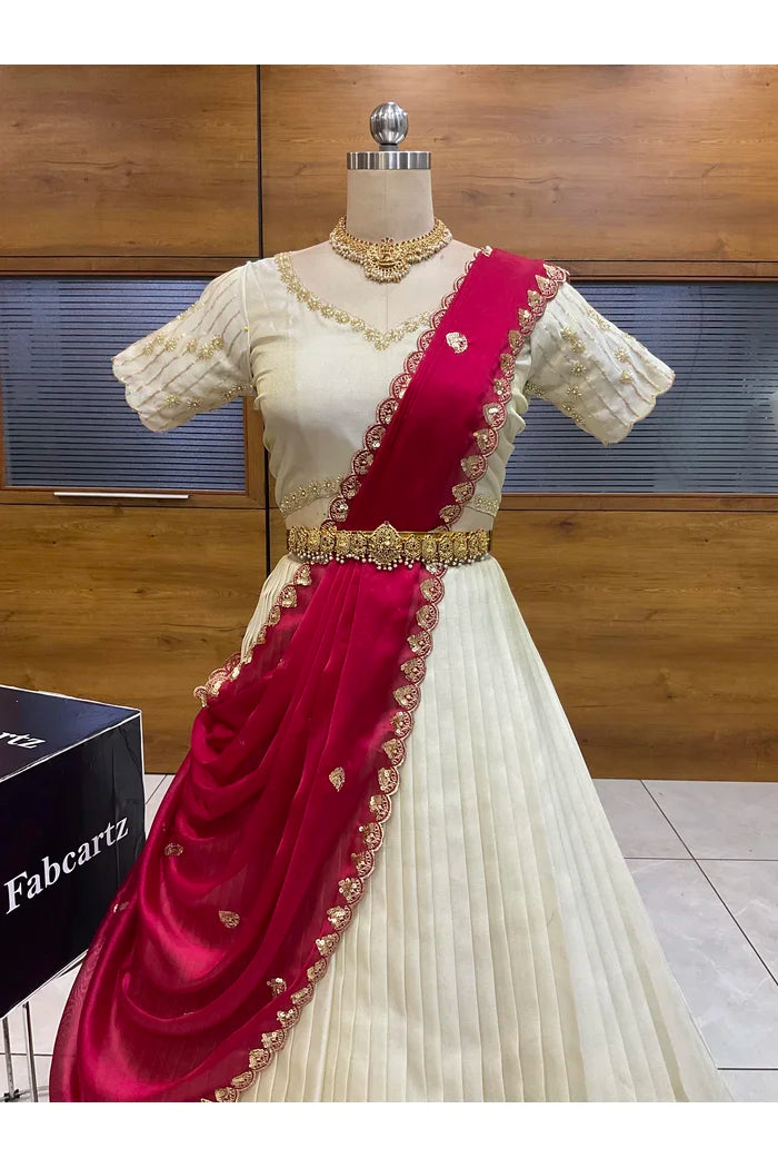 దక్షిణ భారత పండుగ సాంప్రదాయ హాఫ్ చీర (ఛవి) 