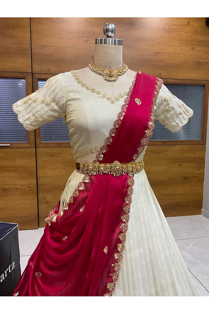 దక్షిణ భారత పండుగ సాంప్రదాయ హాఫ్ చీర (ఛవి) 