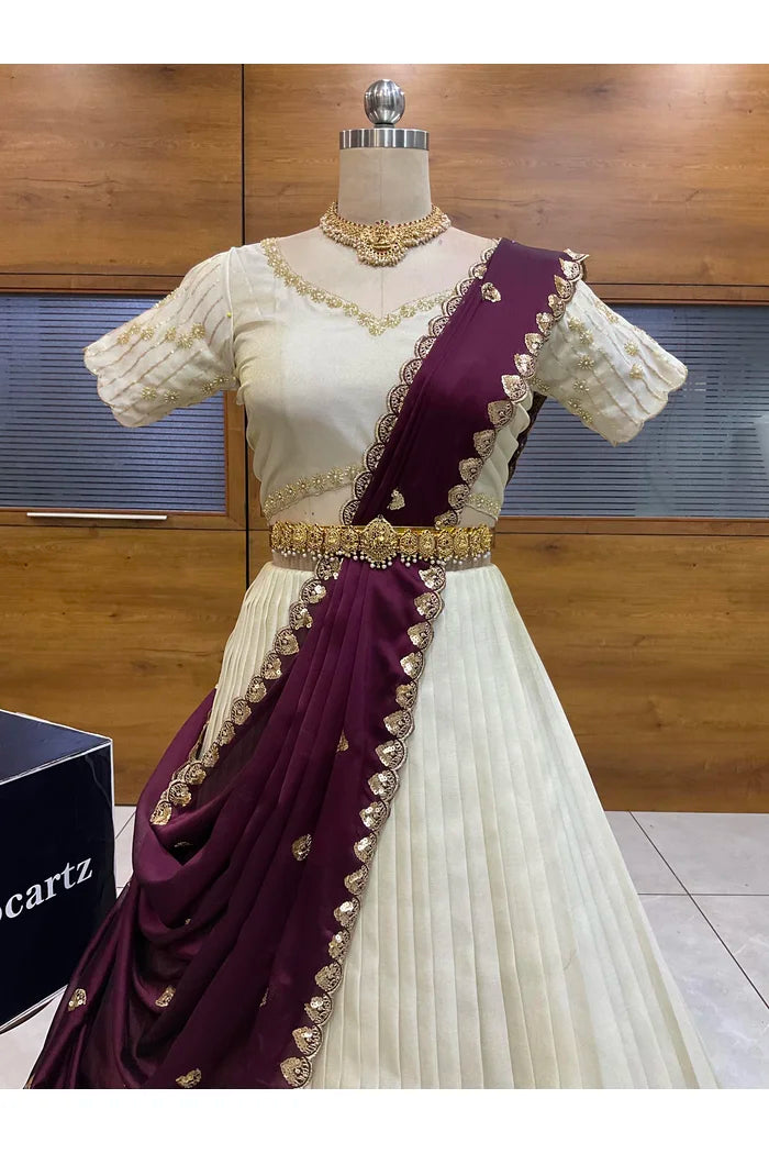 దక్షిణ భారత పండుగ సాంప్రదాయ హాఫ్ చీర (ఛవి) 