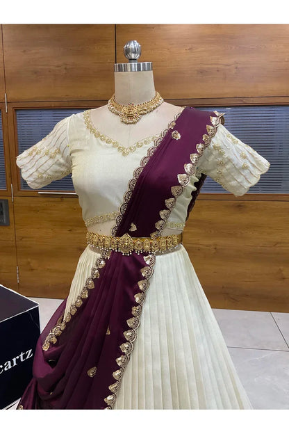 దక్షిణ భారత పండుగ సాంప్రదాయ హాఫ్ చీర (ఛవి) 
