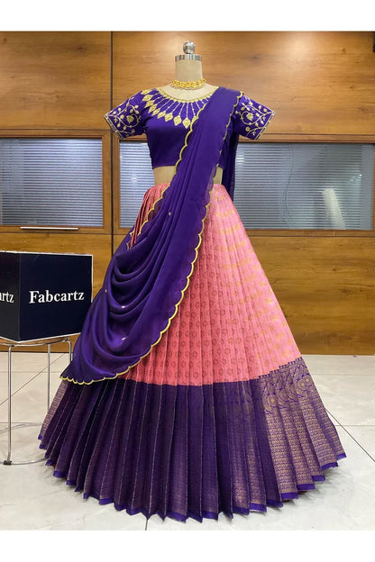 దక్షిణ భారత పండుగ సాంప్రదాయ హాఫ్ చీర (ఛవి) 