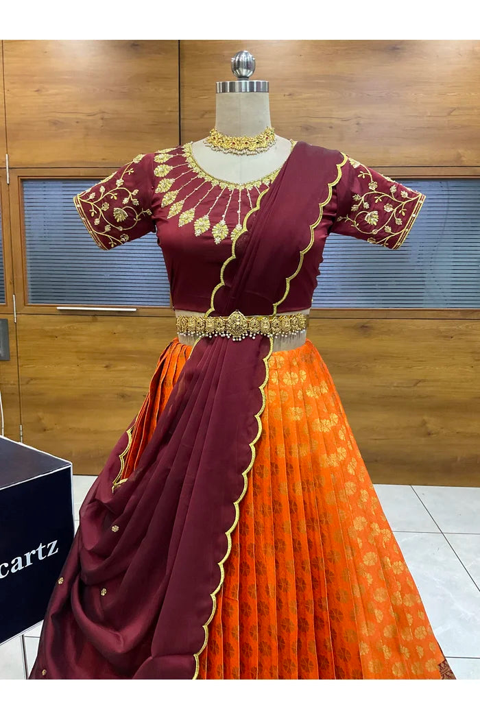 దక్షిణ భారత పండుగ సాంప్రదాయ హాఫ్ చీర (ఛవి) 