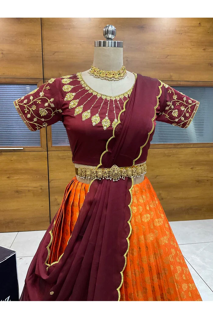 దక్షిణ భారత పండుగ సాంప్రదాయ హాఫ్ చీర (ఛవి) 