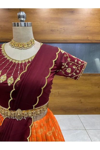 దక్షిణ భారత పండుగ సాంప్రదాయ హాఫ్ చీర (ఛవి) 