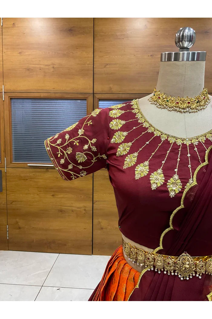 దక్షిణ భారత పండుగ సాంప్రదాయ హాఫ్ చీర (ఛవి) 