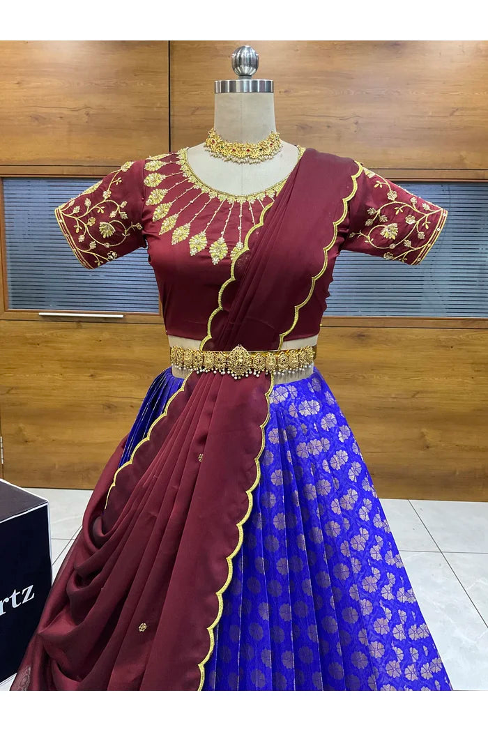 దక్షిణ భారత పండుగ సాంప్రదాయ హాఫ్ చీర (ఛవి) 