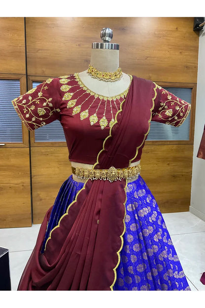 దక్షిణ భారత పండుగ సాంప్రదాయ హాఫ్ చీర (ఛవి) 