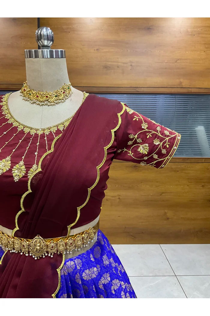 దక్షిణ భారత పండుగ సాంప్రదాయ హాఫ్ చీర (ఛవి) 