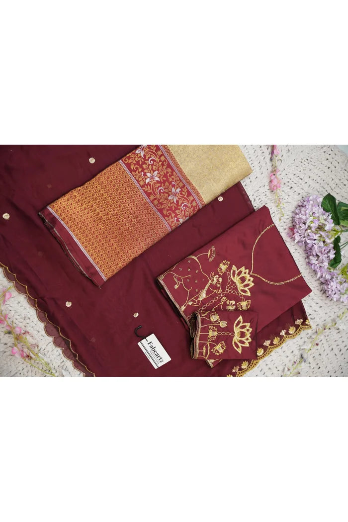 Beautiful South Indian Style Half Saree with Embroidery Blouse and Dupatta for Women | Gomati