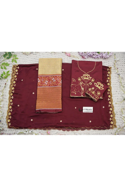 Beautiful South Indian Style Half Saree with Embroidery Blouse and Dupatta for Women | Gomati