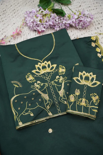 Beautiful South Indian Style Half Saree with Embroidery Blouse and Dupatta for Women | Gomati
