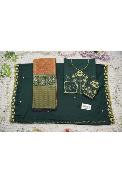Beautiful South Indian Style Half Saree with Embroidery Blouse and Dupatta for Women | Gomati