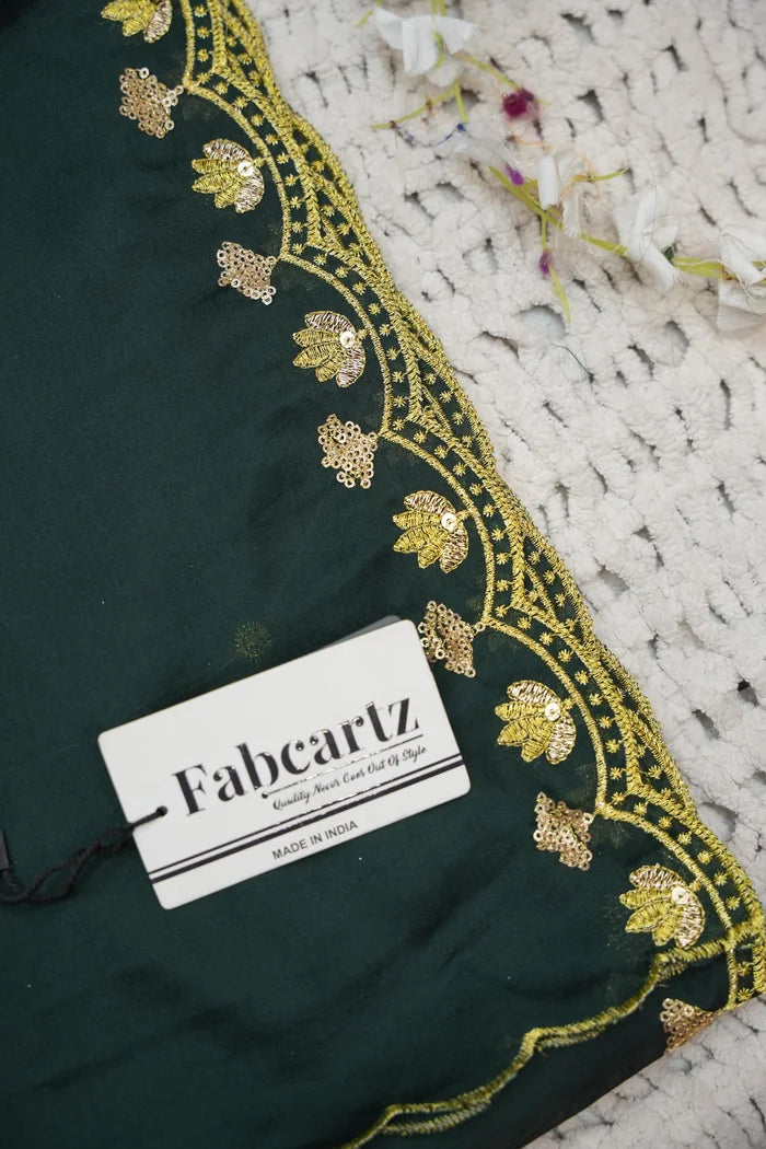 Beautiful South Indian Style Half Saree with Embroidery Blouse and Dupatta for Women | Gomati
