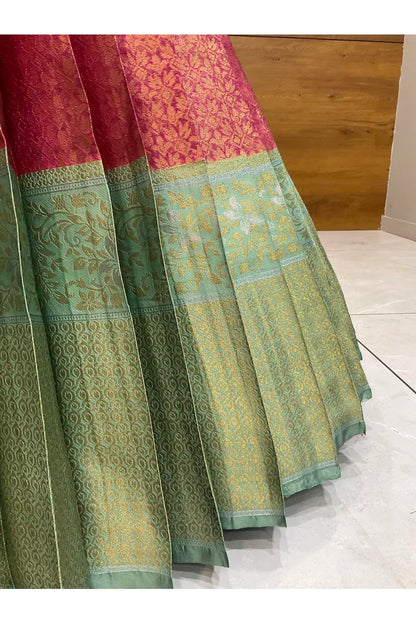 Beautiful South Indian Style Half Saree with Embroidery Blouse and Dupatta for Women | Gomati