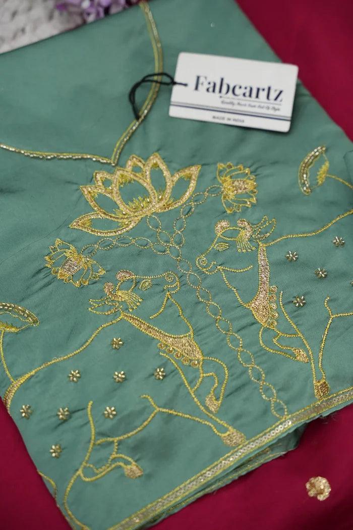 Beautiful South Indian Style Half Saree with Embroidery Blouse and Dupatta for Women | Gomati