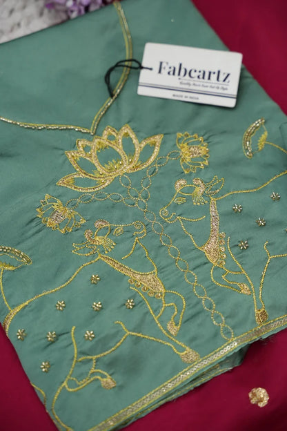 Beautiful South Indian Style Half Saree with Embroidery Blouse and Dupatta for Women | Gomati