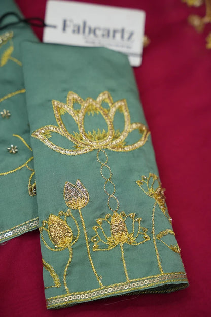 Beautiful South Indian Style Half Saree with Embroidery Blouse and Dupatta for Women | Gomati