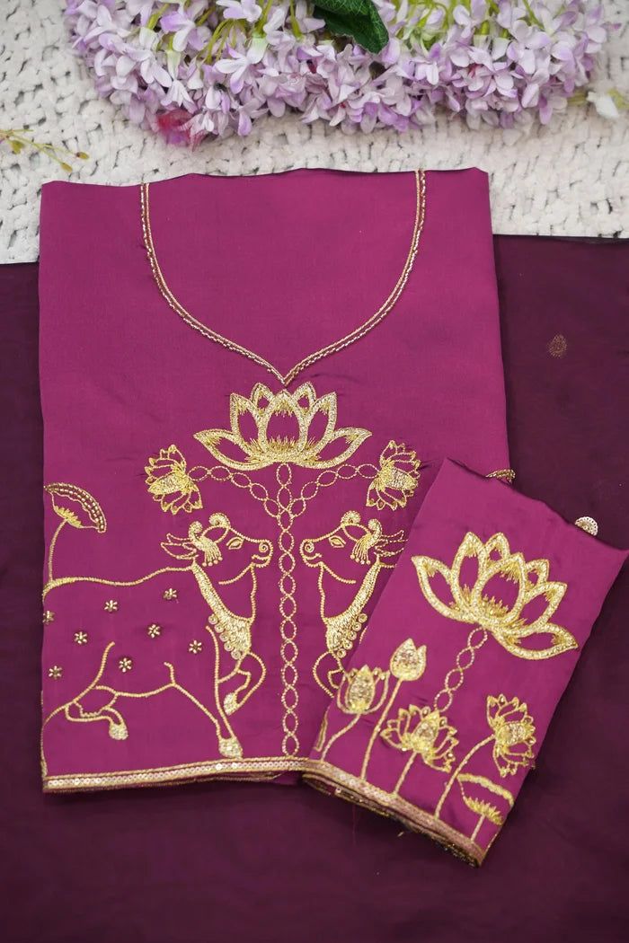 Beautiful South Indian Style Half Saree with Embroidery Blouse and Dupatta for Women | Gomati