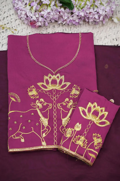 Beautiful South Indian Style Half Saree with Embroidery Blouse and Dupatta for Women | Gomati