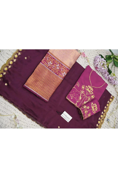Beautiful South Indian Style Half Saree with Embroidery Blouse and Dupatta for Women | Gomati