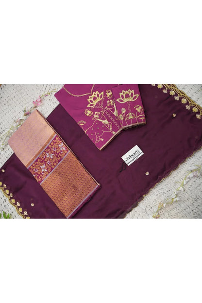 Beautiful South Indian Style Half Saree with Embroidery Blouse and Dupatta for Women | Gomati