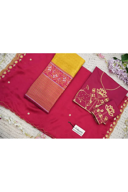 Beautiful South Indian Style Half Saree with Embroidery Blouse and Dupatta for Women | Gomati