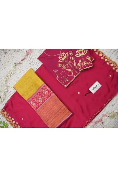Beautiful South Indian Style Half Saree with Embroidery Blouse and Dupatta for Women | Gomati