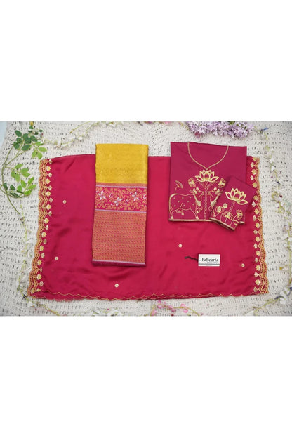 Beautiful South Indian Style Half Saree with Embroidery Blouse and Dupatta for Women | Gomati