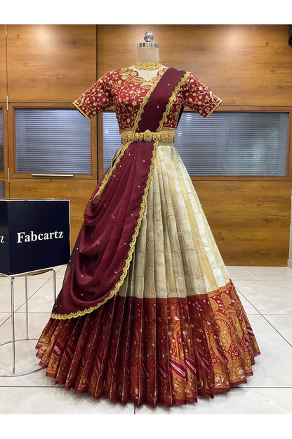 దక్షిణ భారత పండుగ సాంప్రదాయ హాఫ్ చీర (ఛవి) 