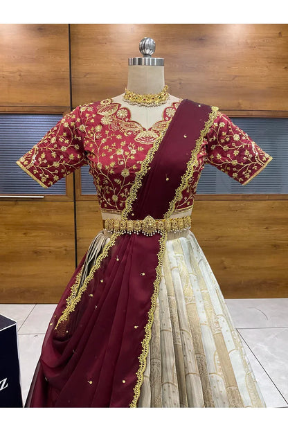 దక్షిణ భారత పండుగ సాంప్రదాయ హాఫ్ చీర (ఛవి) 