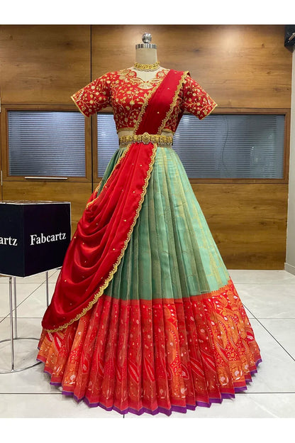 దక్షిణ భారత పండుగ సాంప్రదాయ హాఫ్ చీర (ఛవి) 