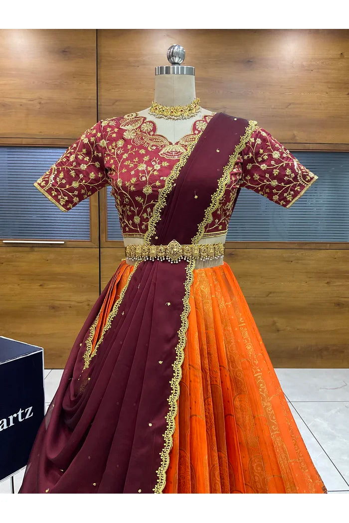 దక్షిణ భారత పండుగ సాంప్రదాయ హాఫ్ చీర (ఛవి) 