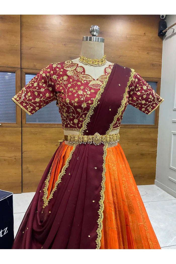 దక్షిణ భారత పండుగ సాంప్రదాయ హాఫ్ చీర (ఛవి) 