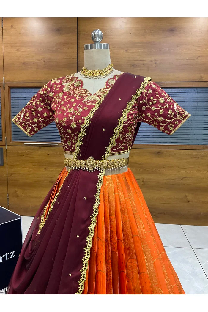 దక్షిణ భారత పండుగ సాంప్రదాయ హాఫ్ చీర (ఛవి) 