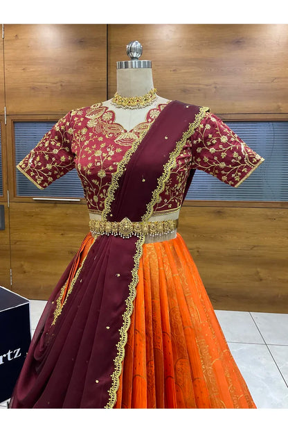 దక్షిణ భారత పండుగ సాంప్రదాయ హాఫ్ చీర (ఛవి) 