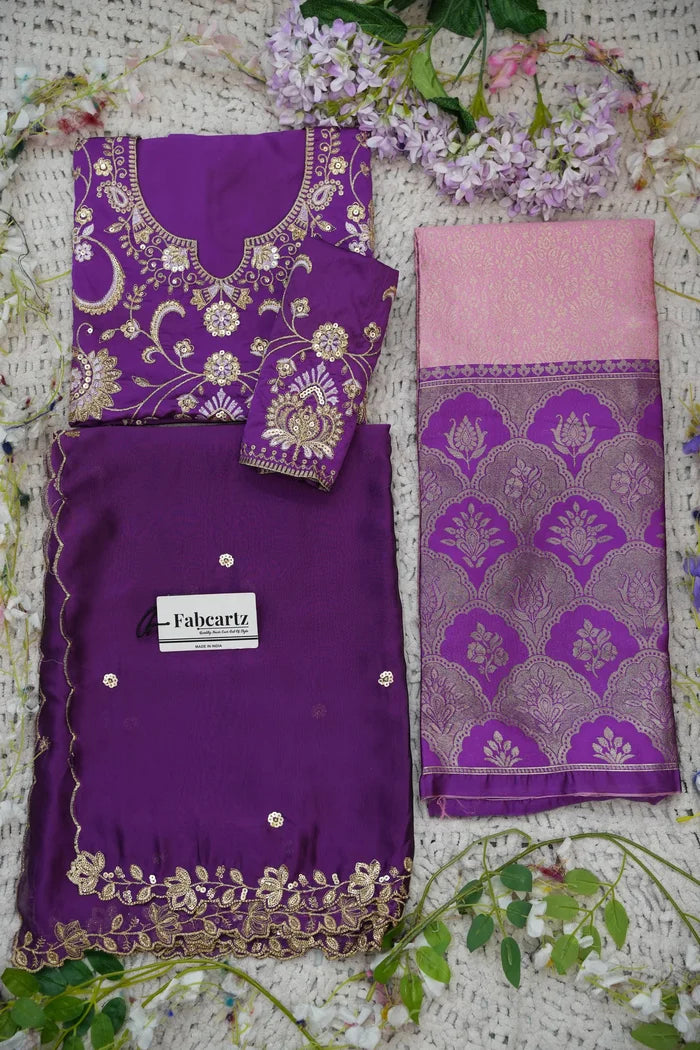Beautiful South Indian Style Half Saree with Embroidery Blouse and Dupatta for Women |  Furina