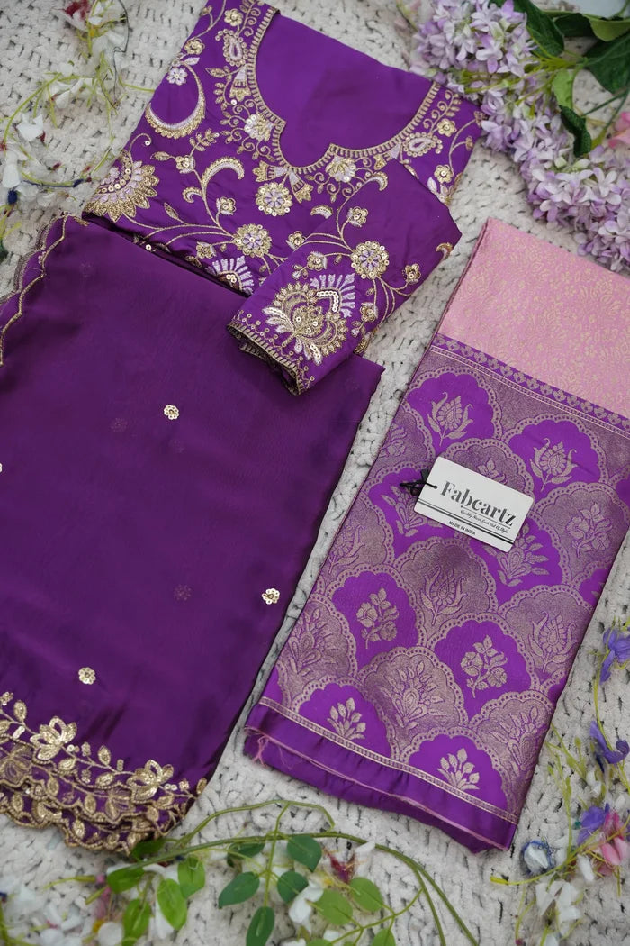 Beautiful South Indian Style Half Saree with Embroidery Blouse and Dupatta for Women |  Furina