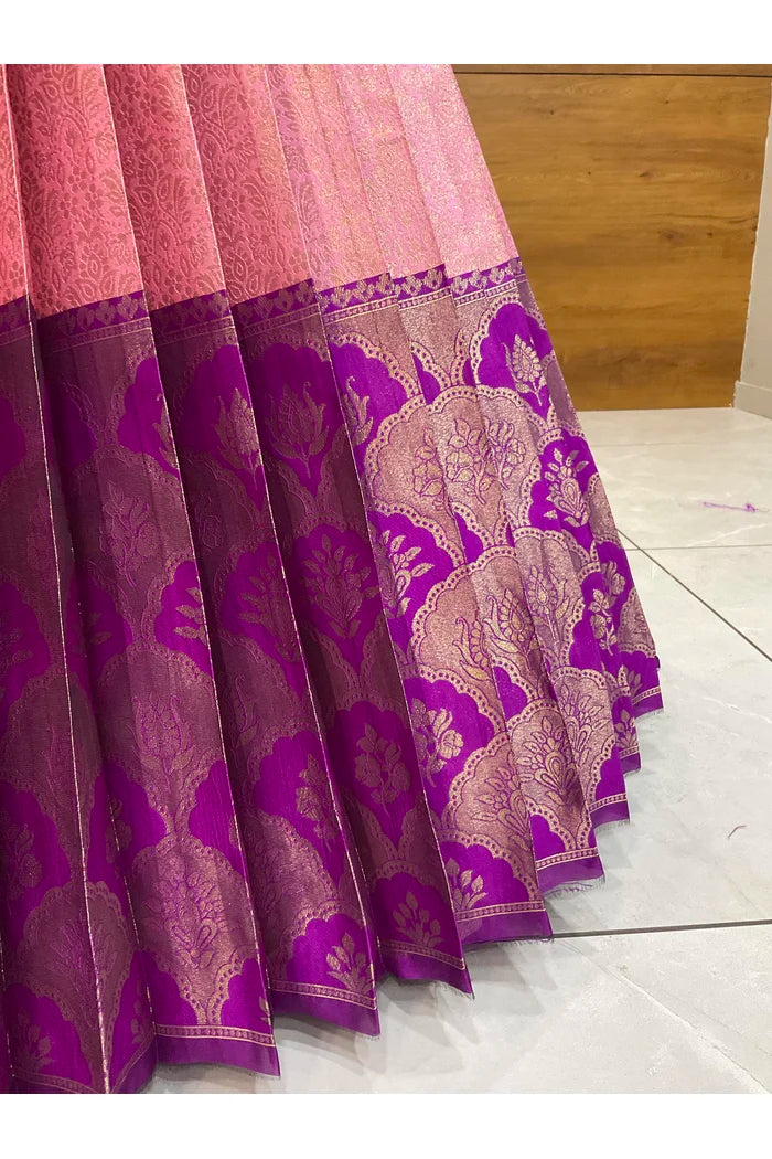 Beautiful South Indian Style Half Saree with Embroidery Blouse and Dupatta for Women |  Furina