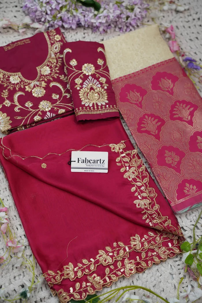 Beautiful South Indian Style Half Saree with Embroidery Blouse and Dupatta for Women |  Furina