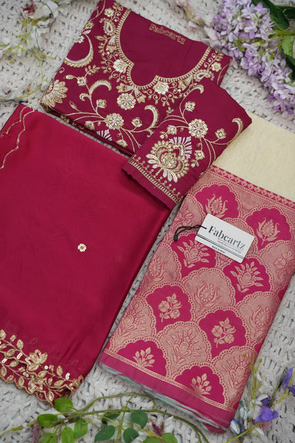 Beautiful South Indian Style Half Saree with Embroidery Blouse and Dupatta for Women |  Furina