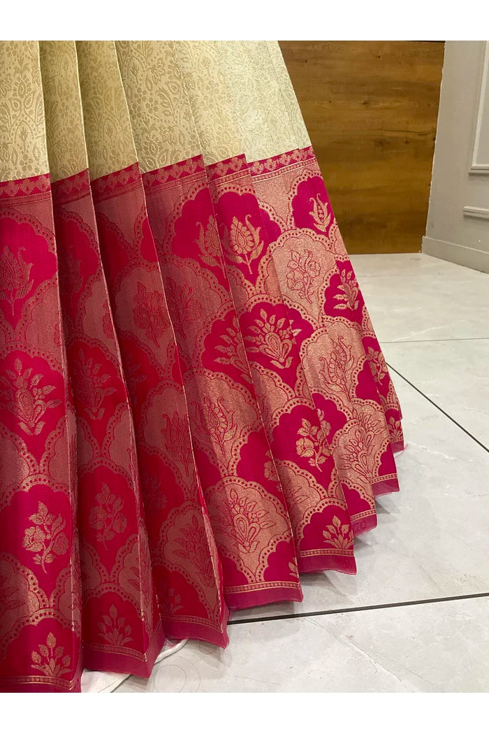 Beautiful South Indian Style Half Saree with Embroidery Blouse and Dupatta for Women |  Furina