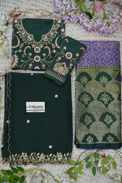 Beautiful South Indian Style Half Saree with Embroidery Blouse and Dupatta for Women |  Furina